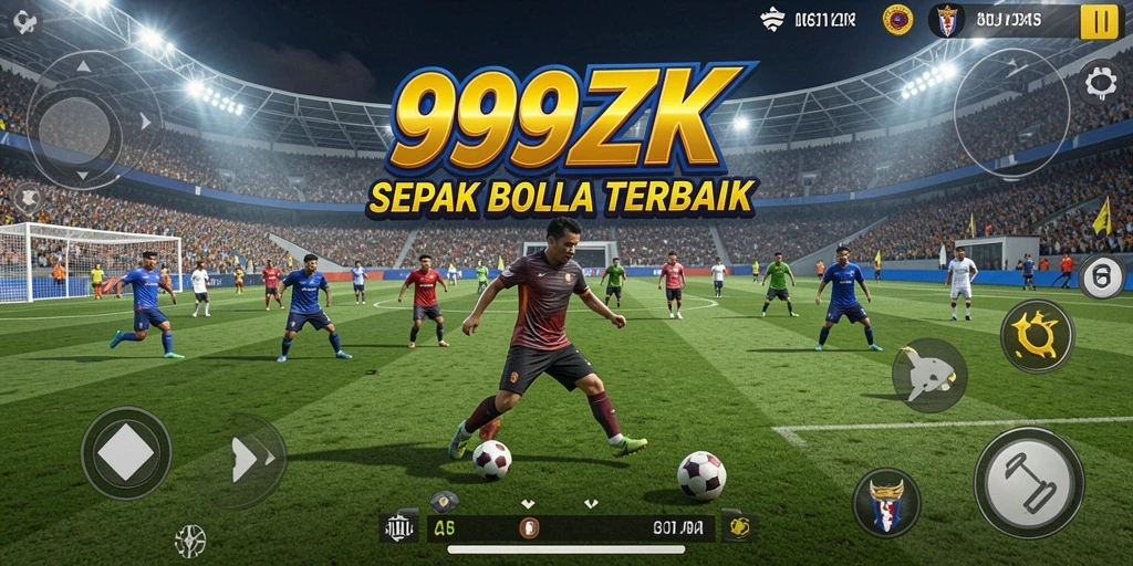 Screenshot gameplay <strong>999ZK</strong> yang penuh aksi di lapangan sepak bola.
