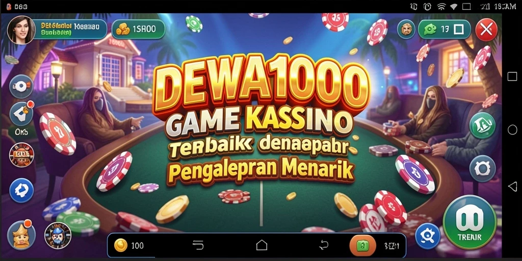 Screenshot gameplay DEWA1000 yang menampilkan suasana Kasino yang seru.