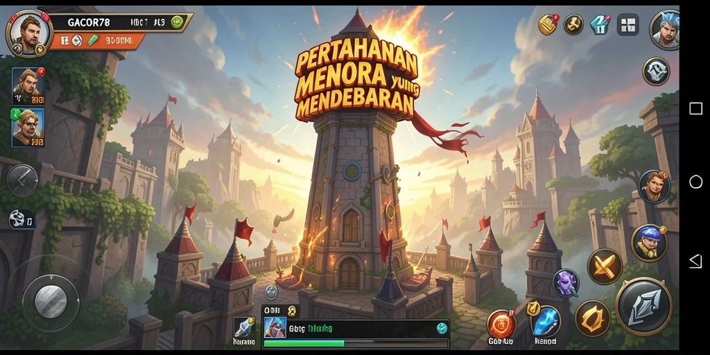 Tampilan gameplay menara pertahanan yang menarik dan strategis.