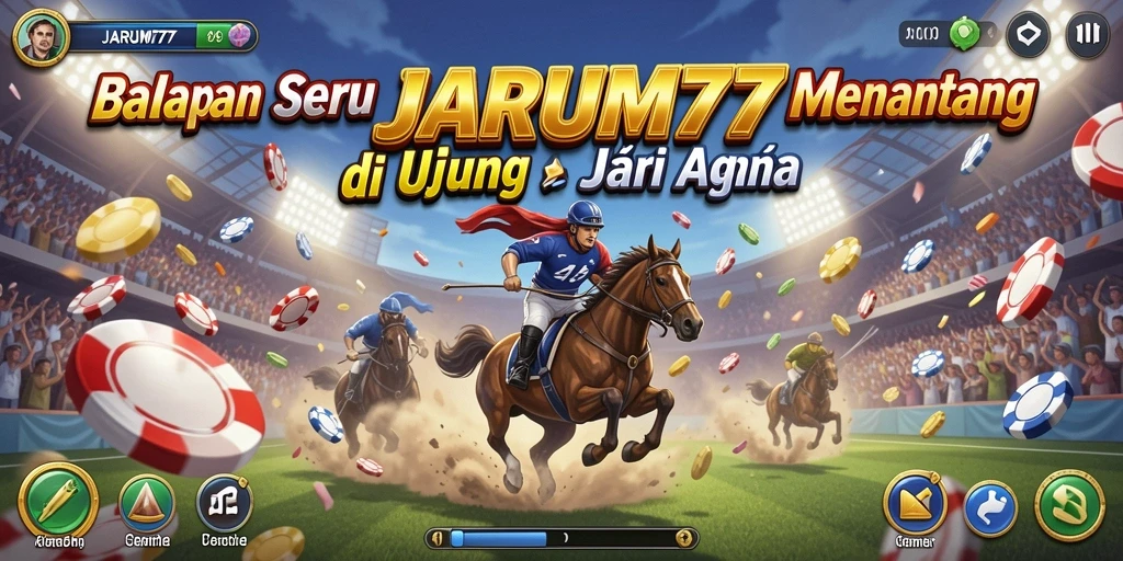 Screenshot gameplay JARUM77 menampilkan balapan yang intens dan mendebarkan.