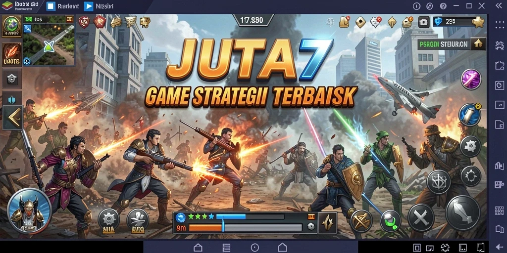 Gameplay JUTA7 menunjukkan strategi dan pertempuran kerajaan yang seru.