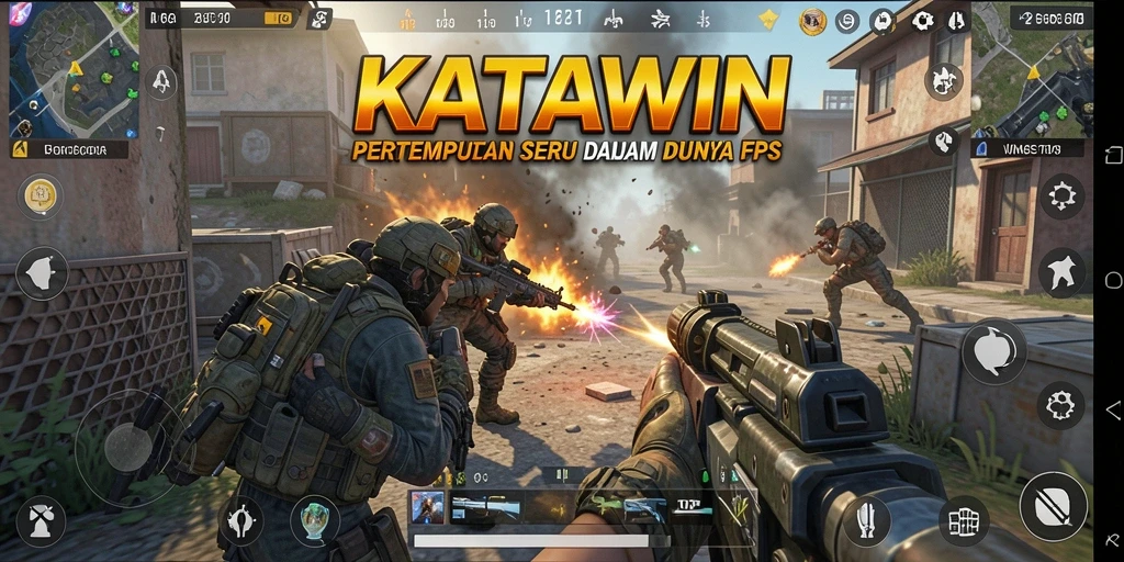 Screenshot gameplay KATAWIN yang menunjukkan aksi tembak-menembak yang mendebarkan.