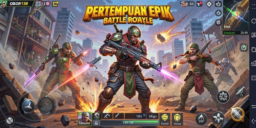 Tampilan gameplay seru dalam OBOR138 dengan aksi Battle Royale yang mendebarkan.