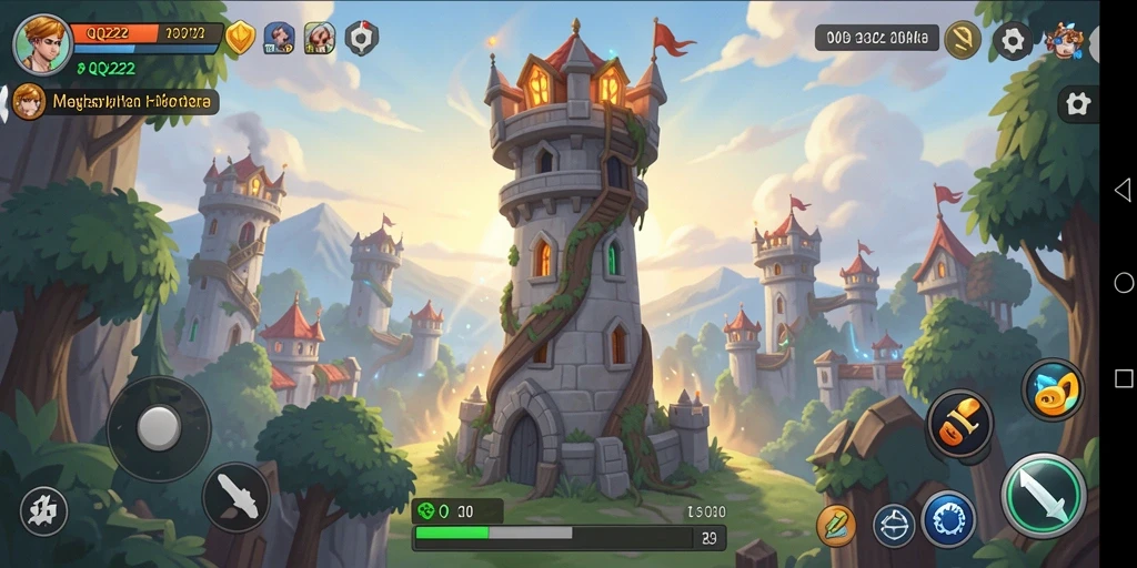 Tangkapan layar gameplay QQ222 menunjukkan menara yang siap mempertahankan wilayah dari serangan musuh.