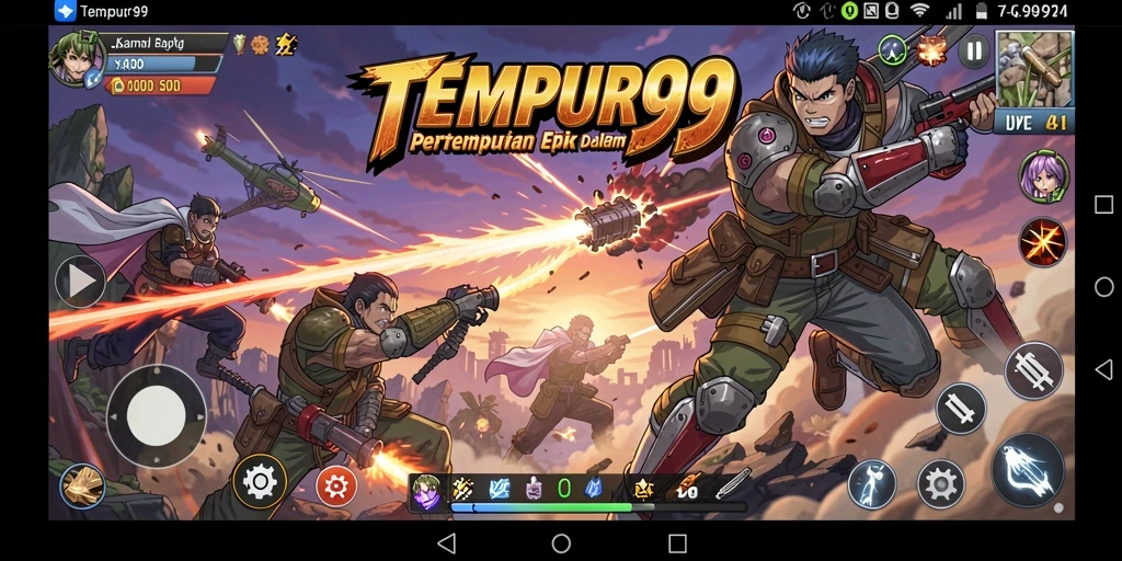 Tampilan gameplay seru dalam TEMPUR99 dengan karakter Anime yang dinamis.